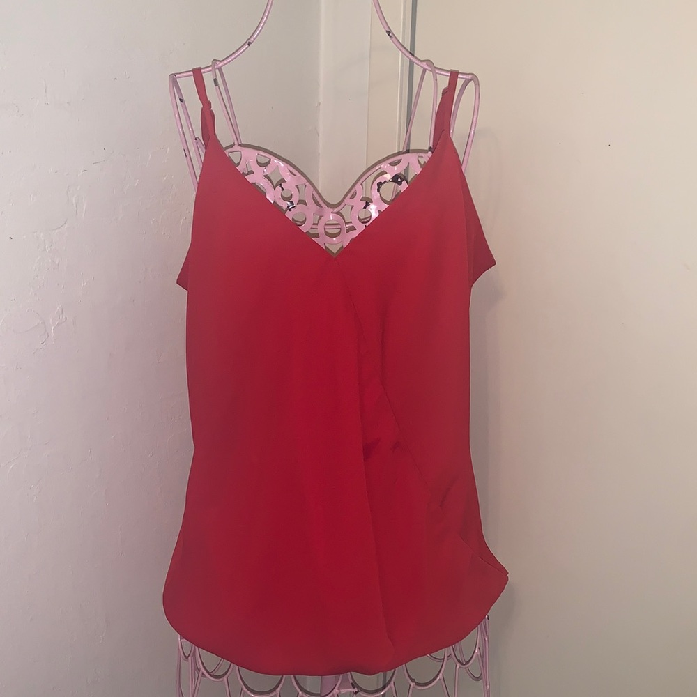 Veronica Mars red sleeveless camisole surplice blouse- Medium 7/8